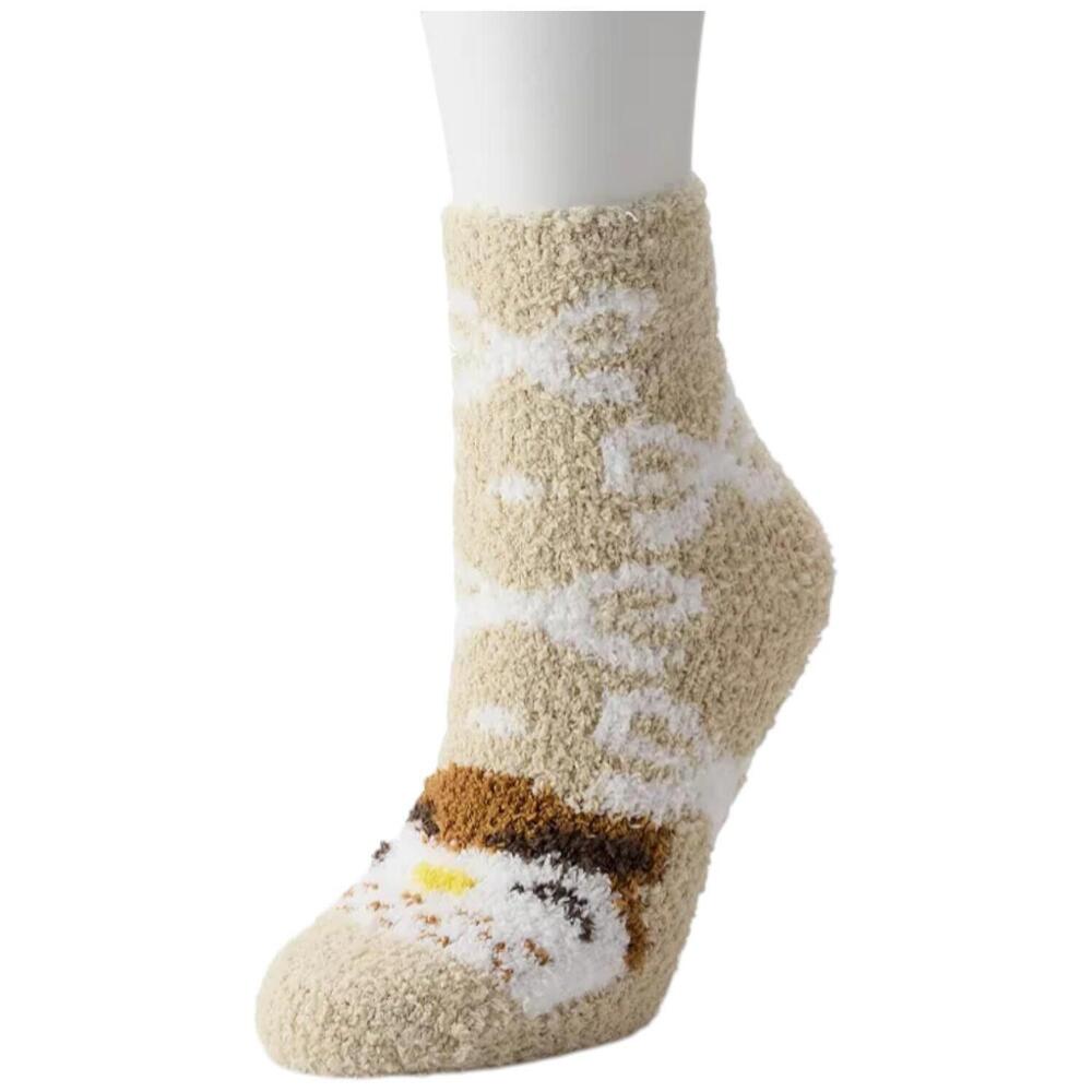 Shine Women's Snowman Cozy Slipper Socks Owl Ivory